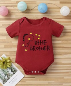 بودي سوت حديثي الولادة بلون موحد برسمة ديناصور