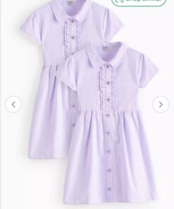 فستان كاروهات بزراير من الامام